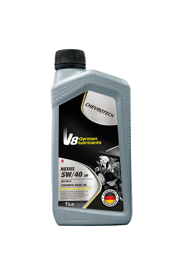 V8 Nexus 5W-40 E9 Synthetic Diesel Engine Oil – 1L | API CK-4 | Long Life German Technology