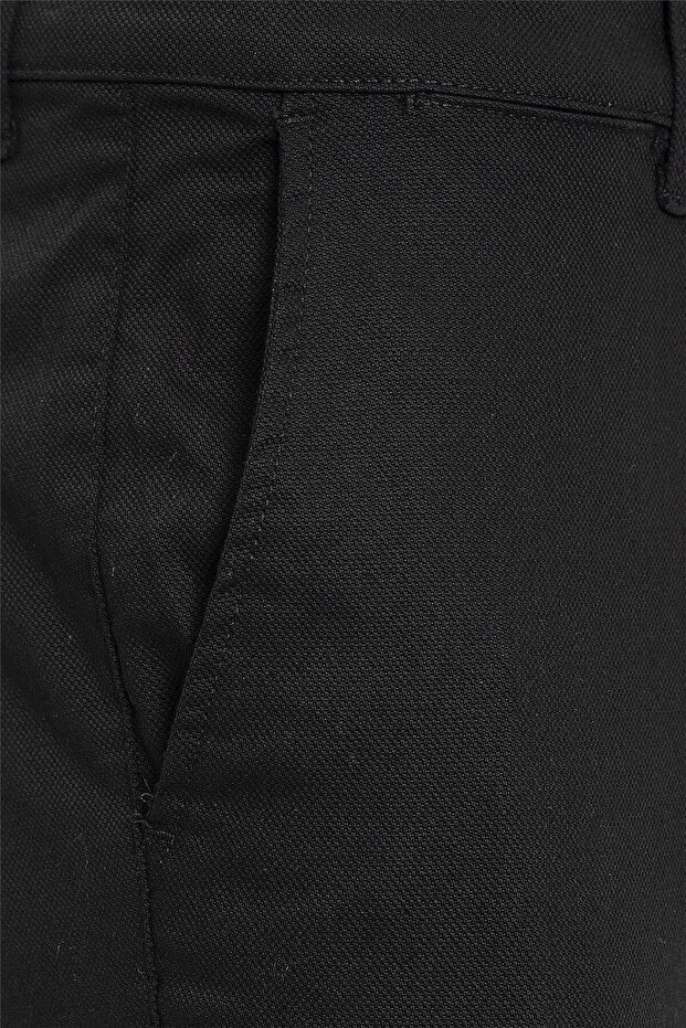 Siyah Slim Armürlü Pantolon - 2