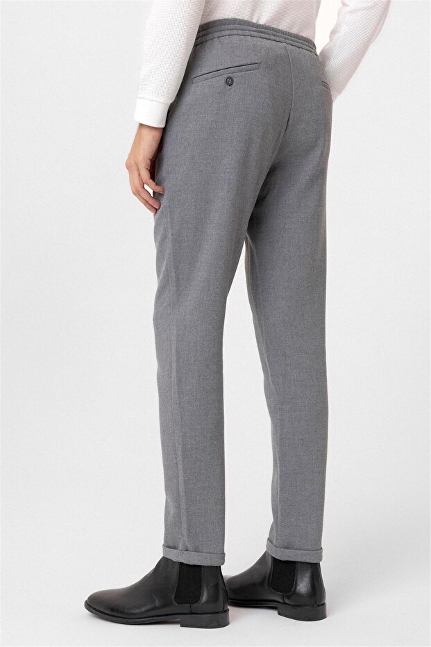 Gri Slim Fit Düz Jogger Pantolon - 6