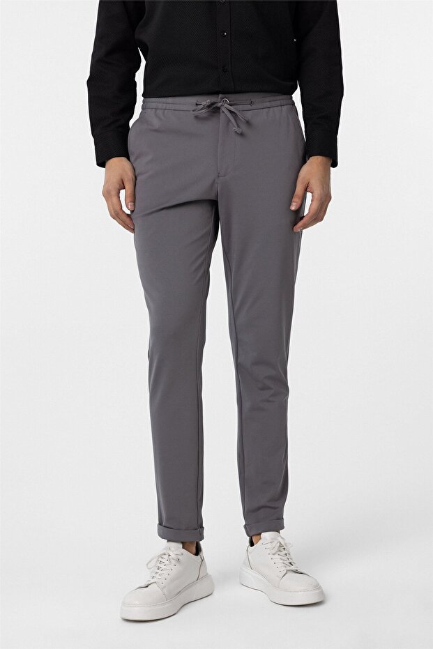 Antrasit Slim Fit Düz Jogger Pantolon - 2