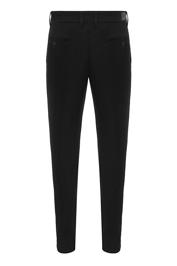 Siyah Slim Armürlü Pantolon - 4
