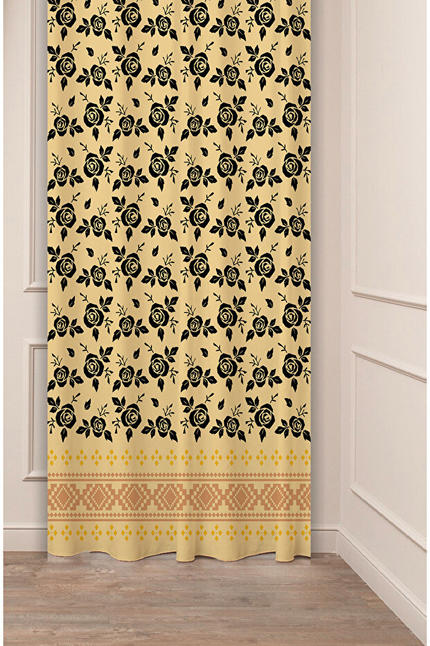 Authentic, Anatolian, Ethnic Patterned Special Design Digital Printed (Single Wing) Modern Stylish Background Curtain