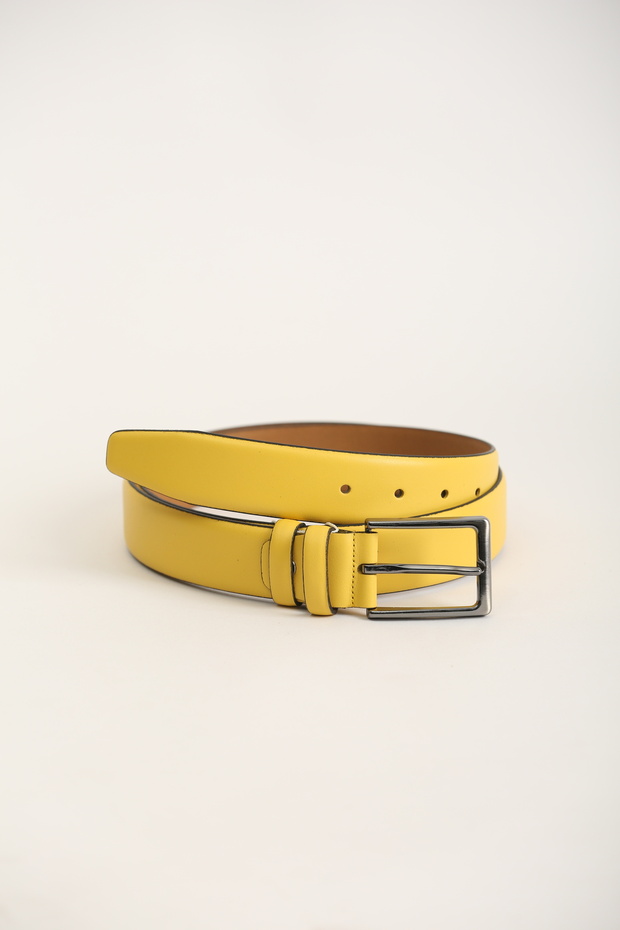 3.5 cm Yellow Genuine Leather Belt