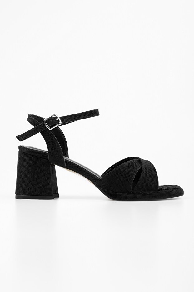 Women's Tilia Black Glitter Platform Heeled Shoes