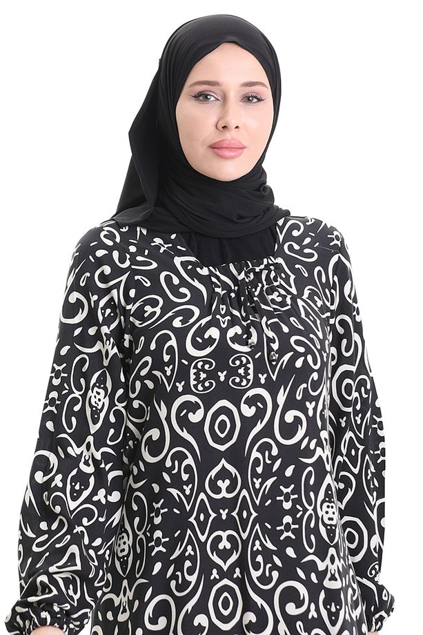 Viskon Kare Yaka Elbise 994585B-01 Siyah - 4