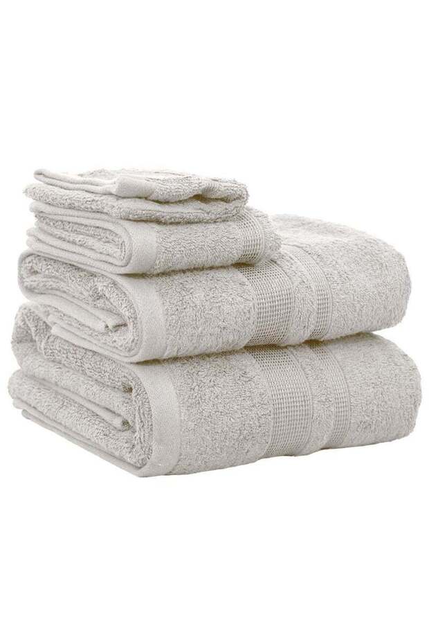 4 Piece Towel Set 550 GSM Quick Dry Highly Absorbent Thick Soft Hotel Quality Light Grey