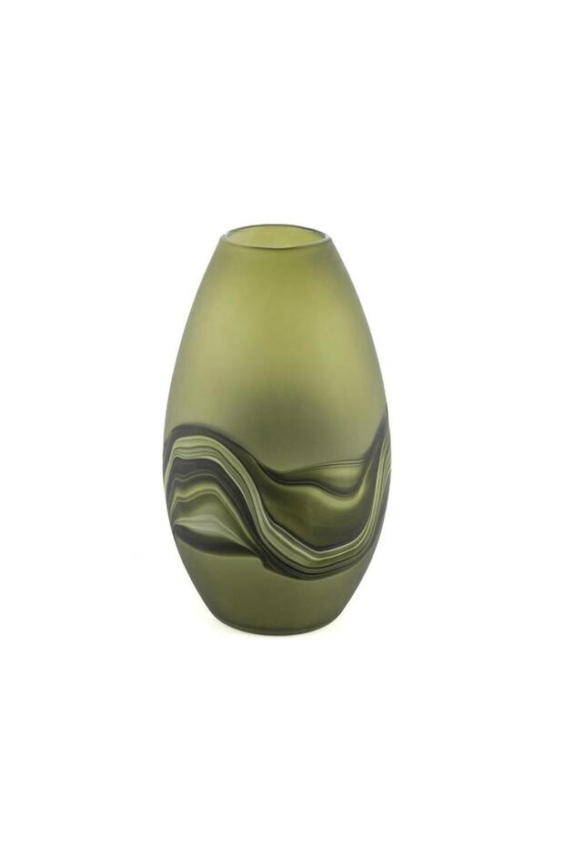 Green Frosted Gradient Glass Vase 19X31Cm