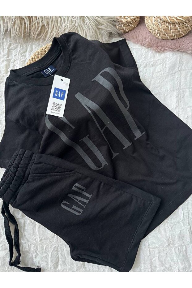 بدلة شورت أسود مطبوعة - 3