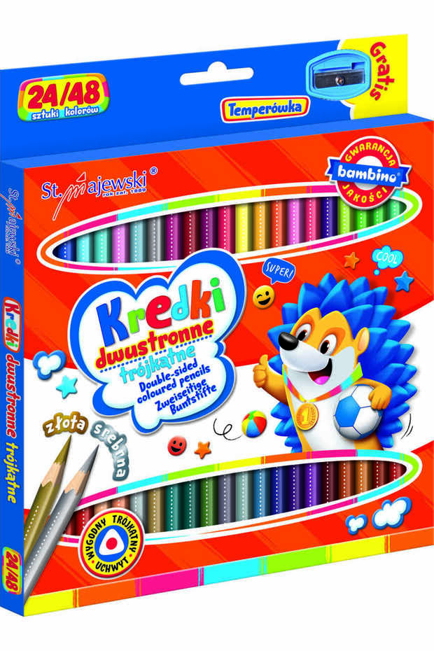Double-sided triangular pencils, 24/48 colors, sharpener included - 2