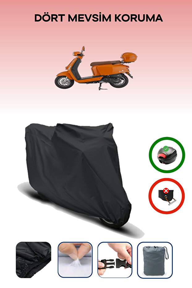 Mondial Virago 50 Black Waterproof Motorcycle Tarpaulin Rear Bag Compatible