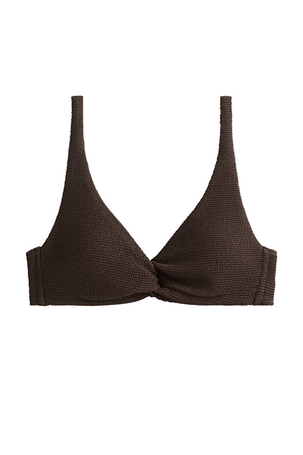 Halter crinkle bikini üstü - 7