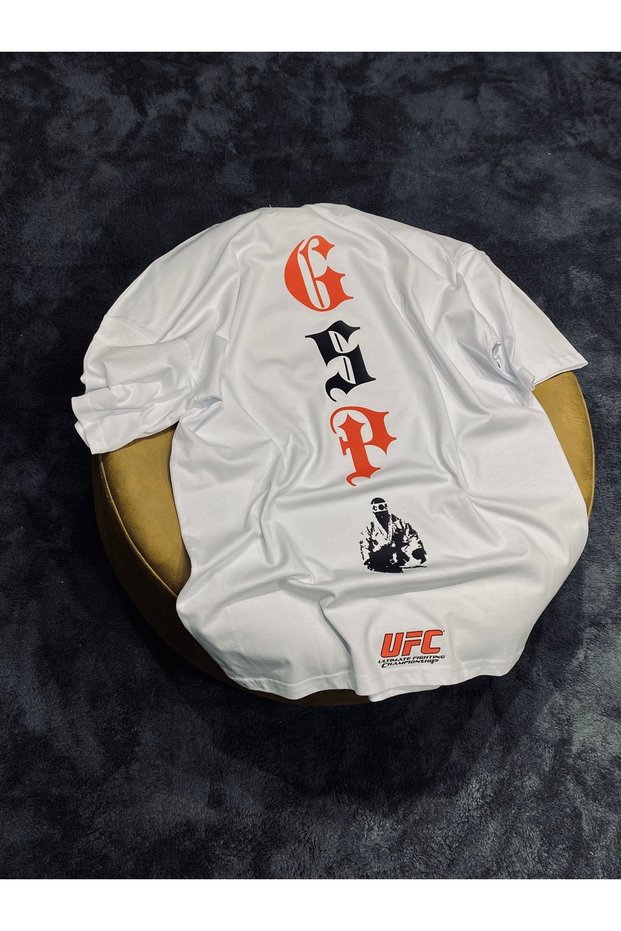 Ufc Georges St-Pierre 100% Cotton Relax Fit Crew Neck White Tshirt