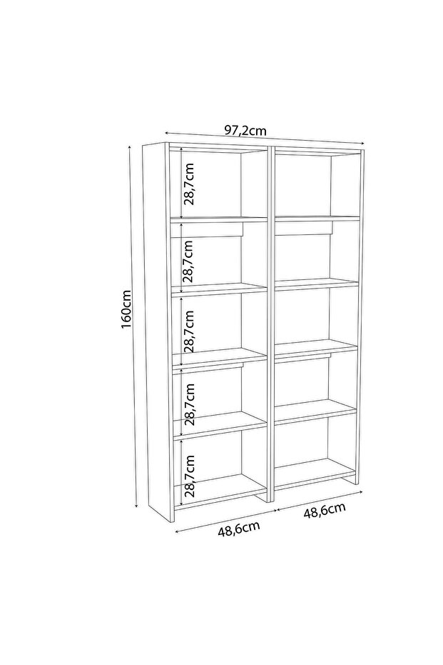 Robin İkili Geniş Kitaplık Modern Raflı Klasörlük Tasarım Geniş Depolama Alanlı - 5