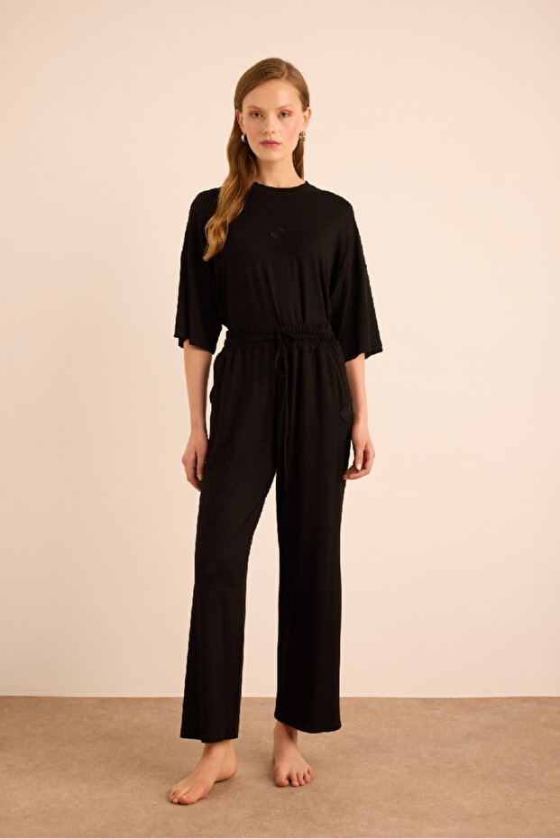 Koza Nakış Logolu Basic Viscon Örme Eşofman Altı - 1