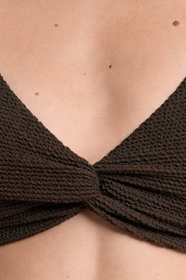 Halter crinkle bikini üstü - 5
