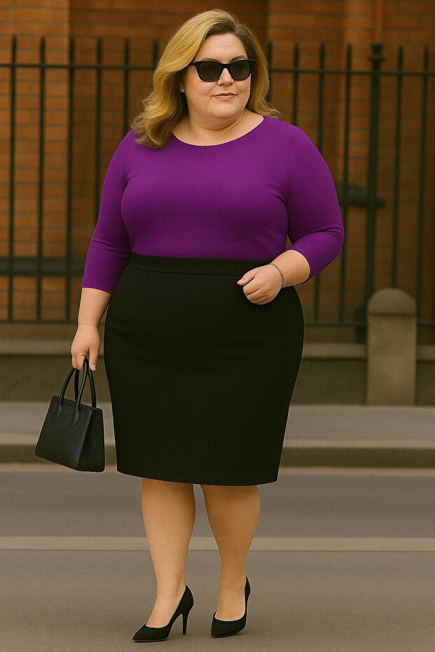 Office Chic Plus Size Pencil Skirt