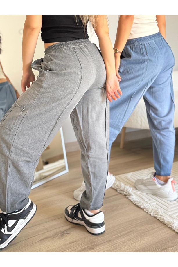 Şalvar Model Ters Dikiş Kesik Paça Eşofman Altı - 6