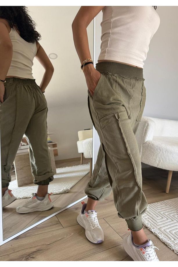 Şalvar Model Yıkamalı Jogger Pantolon - 4