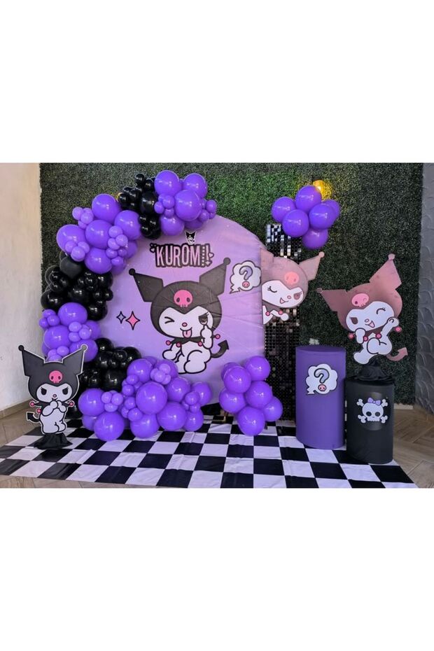 Kuromi Concept Balloon Colors 100 Pieces Latex Balloon and Chain Purple Black Balloon Chain Birthday