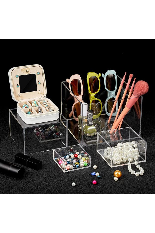 6 Pack Clear Acrylic Boxes , Display Acrylic Cube Boxes, Acrylic Display Boxes with Hollow Bottoms - 4