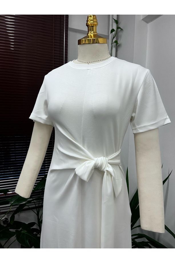 Yandan Bağlamalı Modal Kumaş Elbise - 3