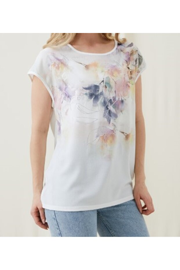 بلوزة منقوشة بالزهور كريمية - 5