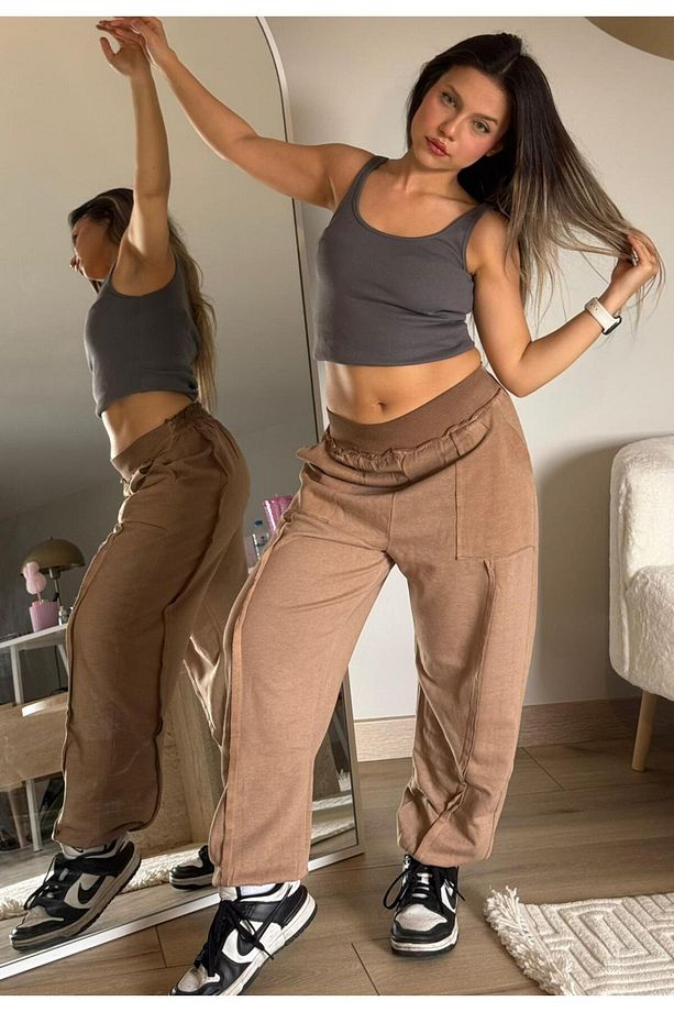 Şalvar Model Yıkamalı Jogger Pantolon - 6