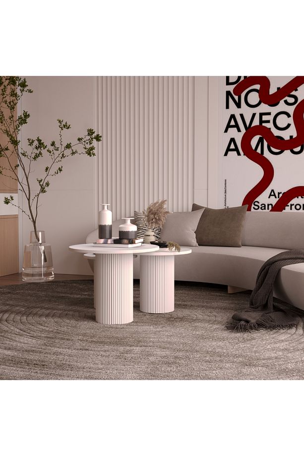 Bohem Breeze 3'lü Beyaz MDF Orta Sehpa Seti 100 % MDF - 4