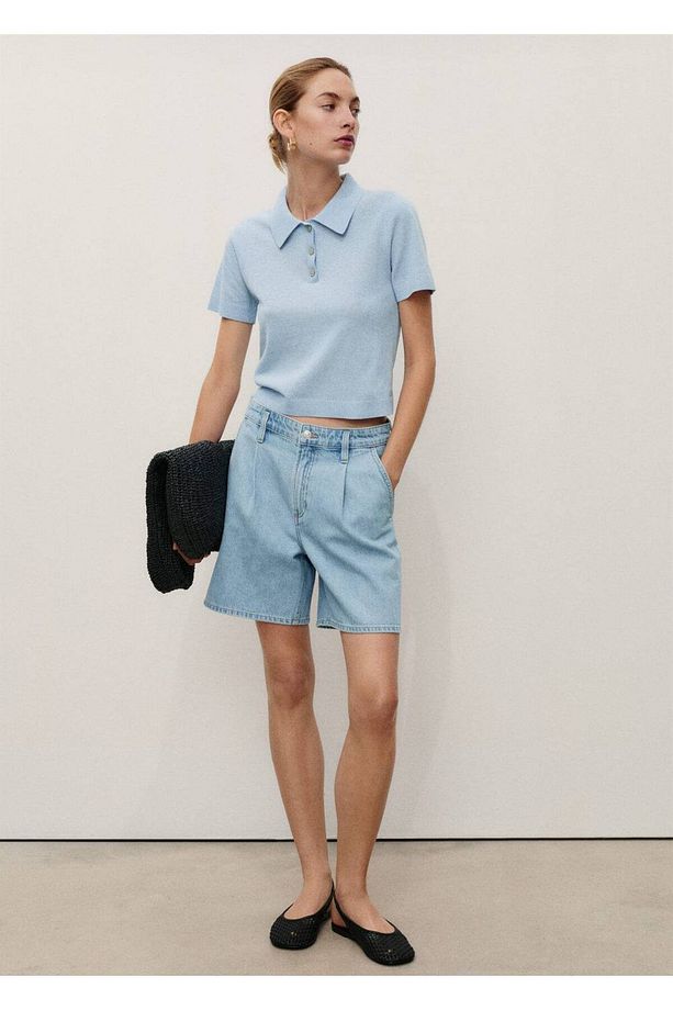 Pilili denim bermuda şort - 2