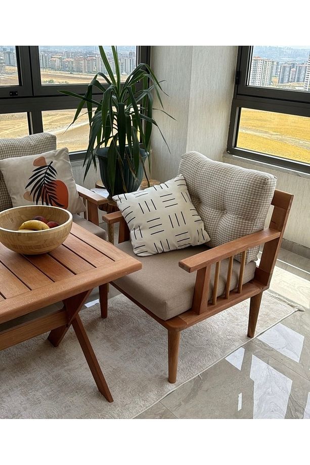 Masif Ahşap Bahçe Balkon takımı - 4