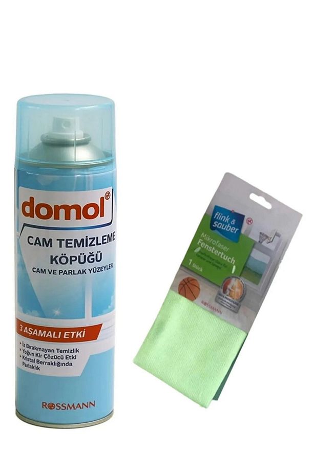 Cam Temizleme Köpüğü Cam Ve Parlak Yüzeyler 500 Ml + Flink & Sauber Cam Bezi - 1
