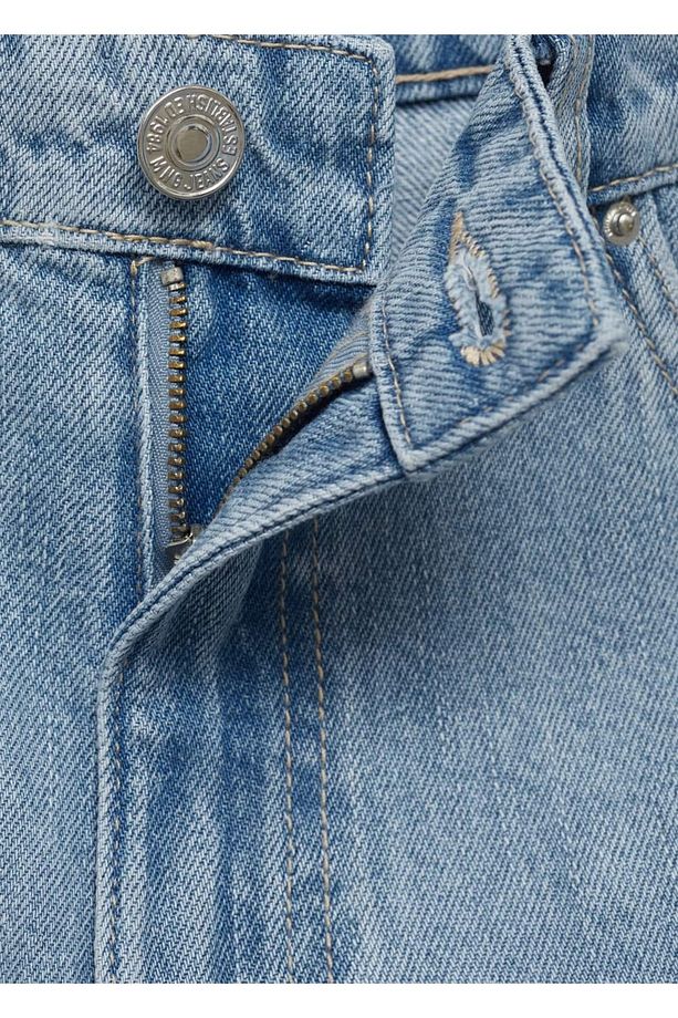 Yüksek Bel Düz Kesim Denim Şort - 6
