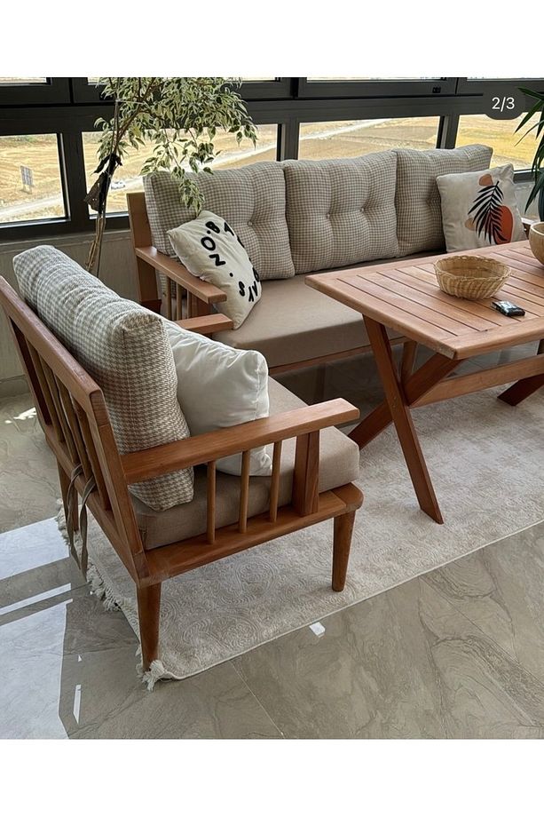 Masif Ahşap Bahçe Balkon takımı - 3