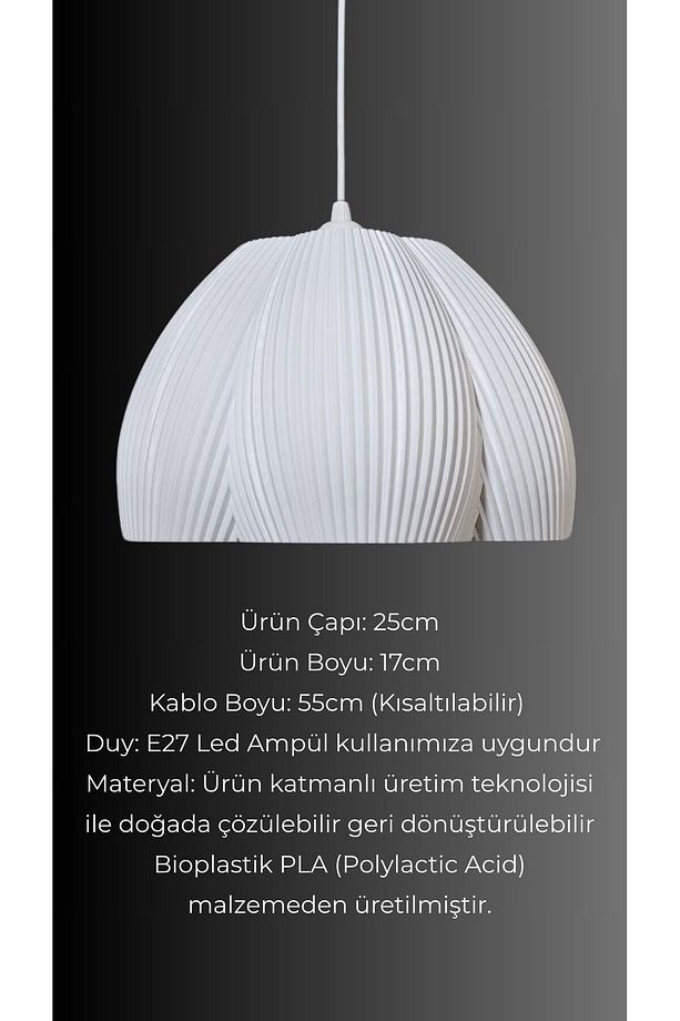 Ruby Beyaz Mesh Yüzey Avize, Yatak Odası, Oturma Odası Tasarım Tekli Sarkıt Avize (PLASTİK) E27 - 5