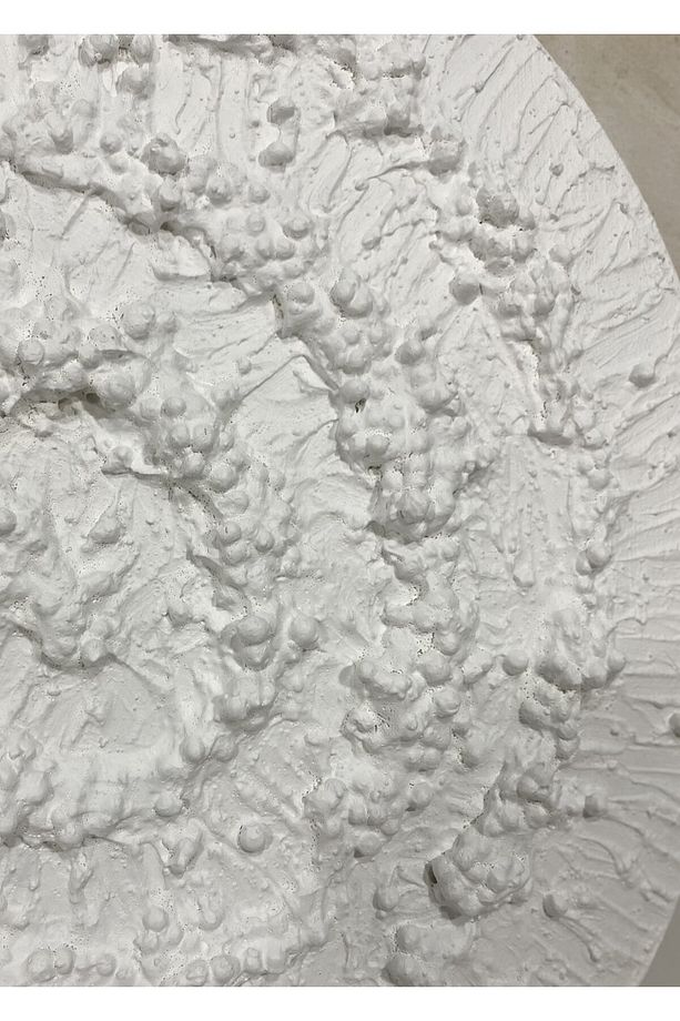 Dokulu Yuvarlak Alçı Tablo - Kozmik Döngü | El Yapımı 3D Dekoratif Duvar Tablosu - 3