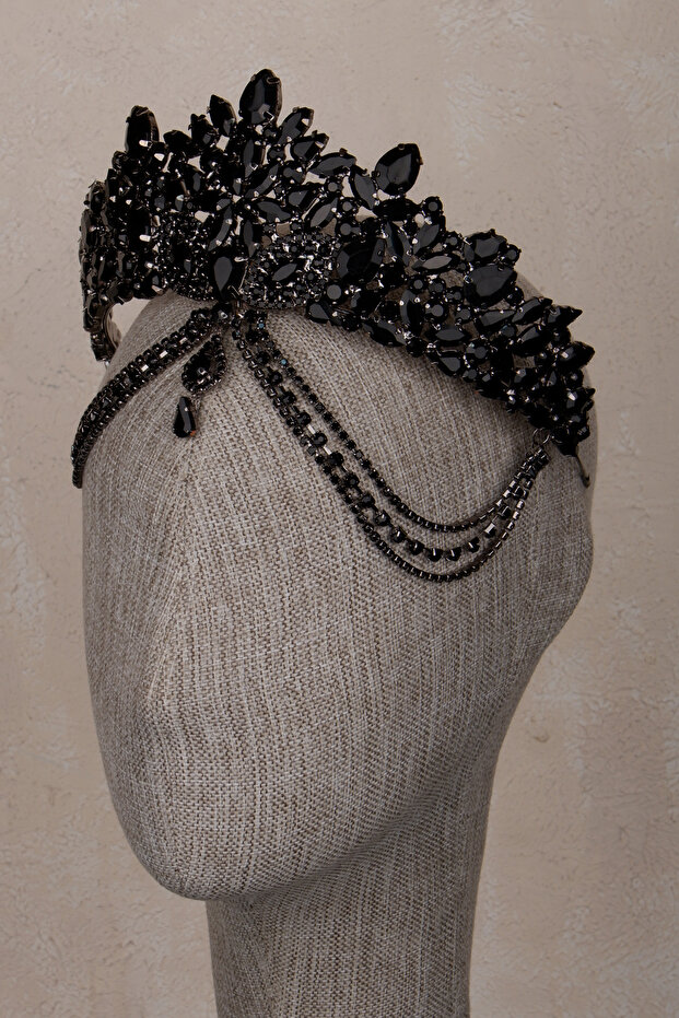 Velisse Bridal Crown with Stones Model Black