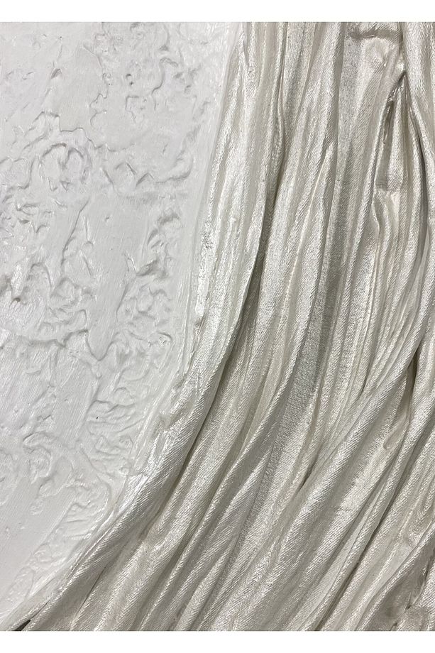 Dokulu Yuvarlak Alçı Tablo - Ayın Yansısı | El Yapımı 3D Dekoratif Duvar Tablosu Metalik - 2