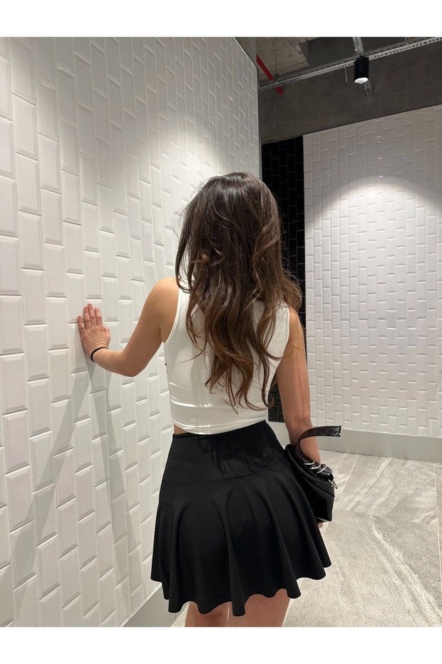 Siyah Scuba Şort Etek - 5