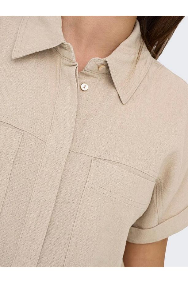 ONLY ONLCARO S/S LINEN BL BOXY SHIRT CC PNT 15338744 - 4