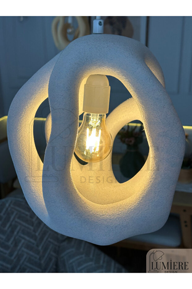 Beehive Beton Görünümlü Tekli Sarkıt Avize – İskandinav Bohem Tarz, Gün Işığı Ampul Dahil - 2