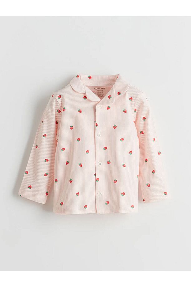 LCW baby Ekru Çilek Baskılı Kız Bebek Pijama Takım - 2