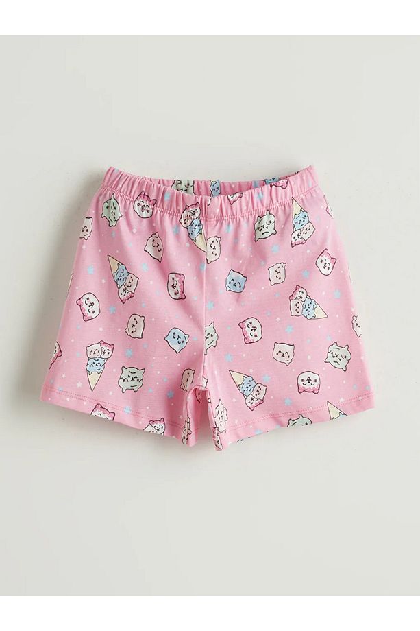 LCW Kids Mavi Baskılı Kız Çocuk Şortlu Pijama Takım - 4
