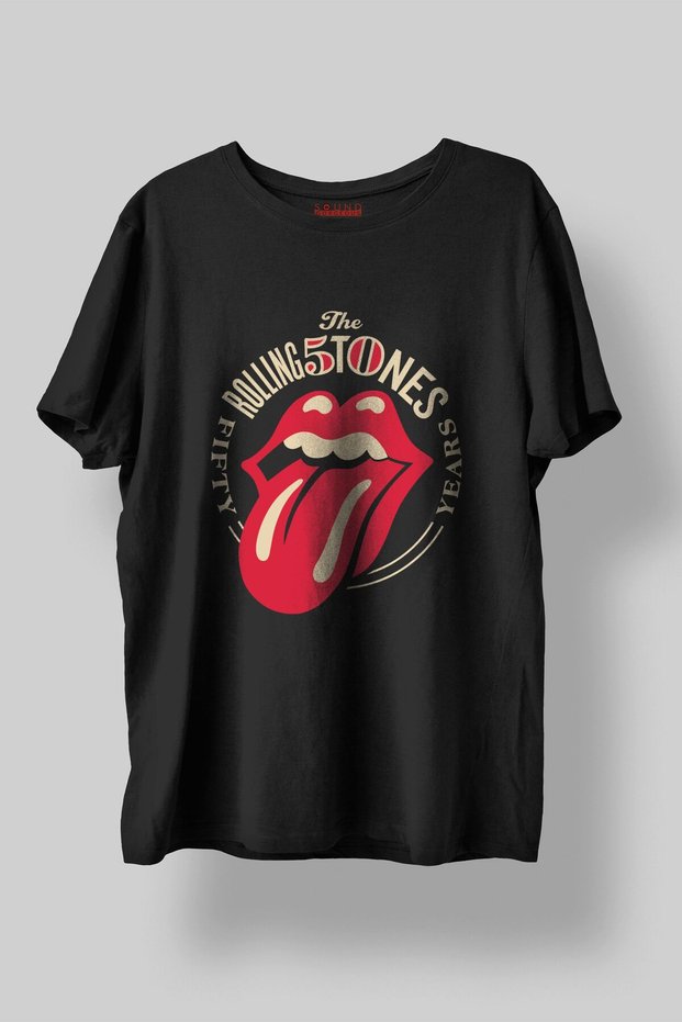 The Rolling Stones Music Printed Regular Fit Unisex Black T-Shirt 100% Cotton No:0326