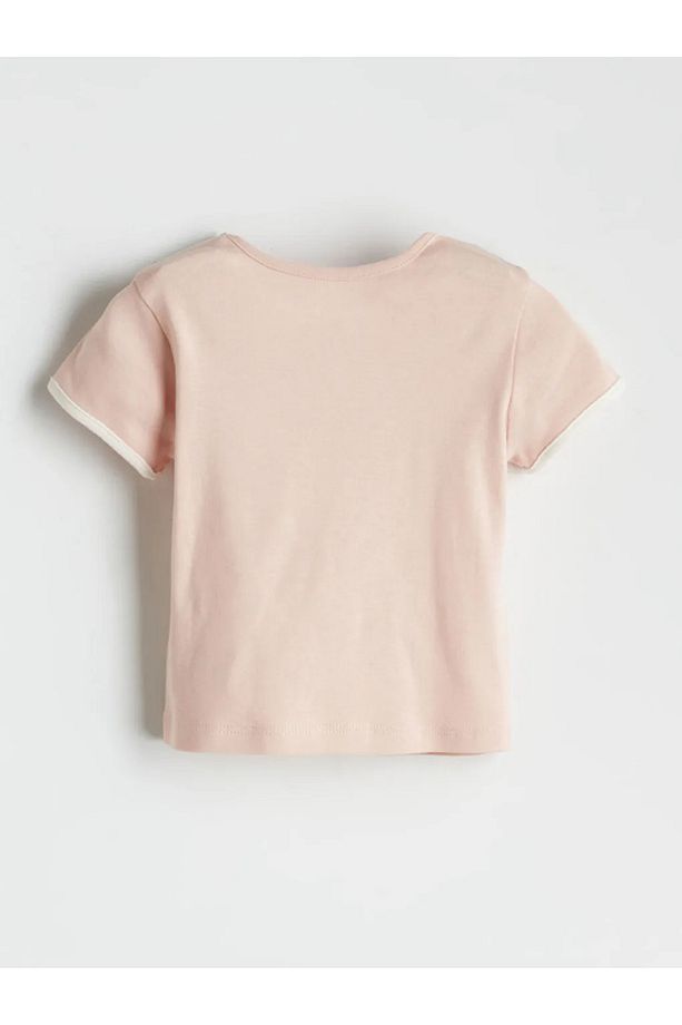 LCW baby Pembe Bisiklet Yaka Basic Kız Bebek Şortlu Pijama Takımı - 3