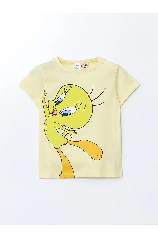 LCW baby Sari Tweety Baskılı Kız Bebek Şortlu Pijama Takım - 2