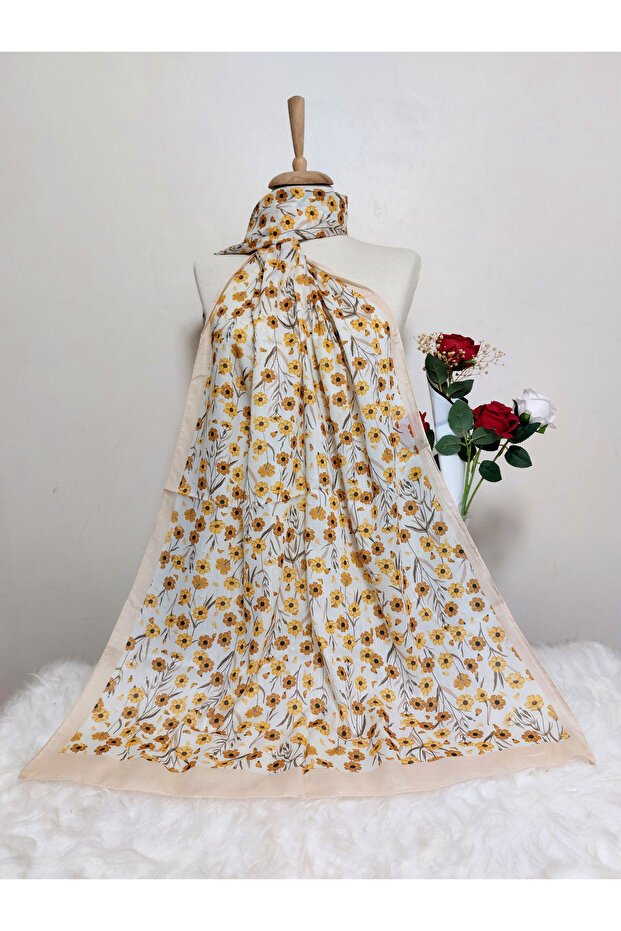 شال قطن ناعم منقوش - 1