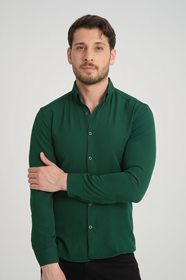 Flex Slim Fit Yumuşak Kolay Ütü Nefes Alan Erkek Gömlek - 3