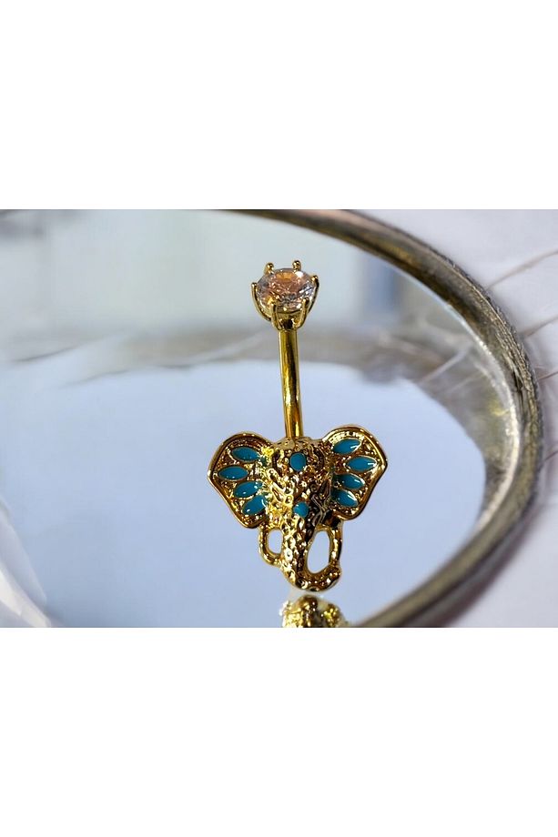Çelik Fil Detaylı Göbek Piercing - 3