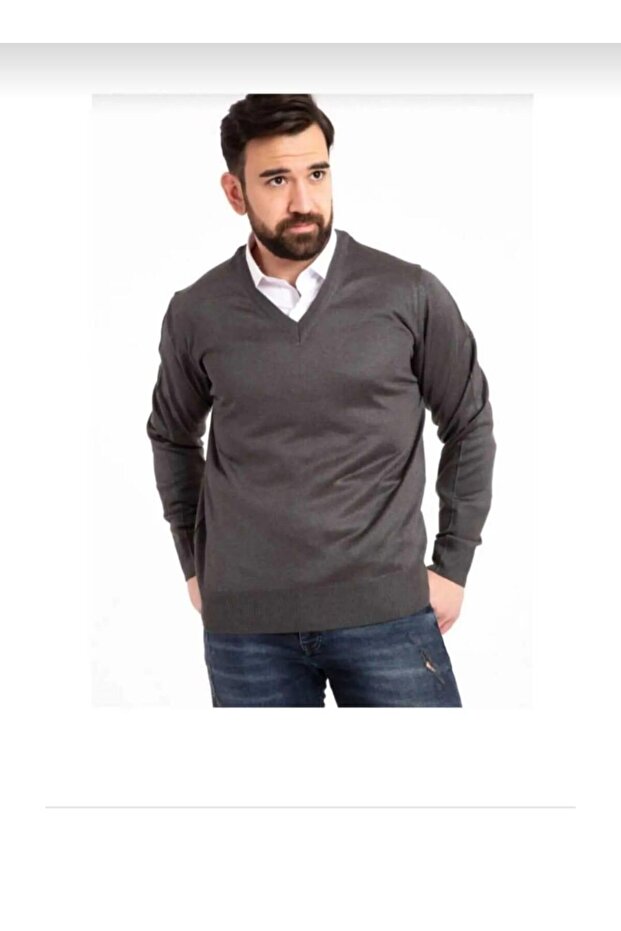 Men's Thin Wool Knitwear Knit Regular V-Neck Dad Sweater