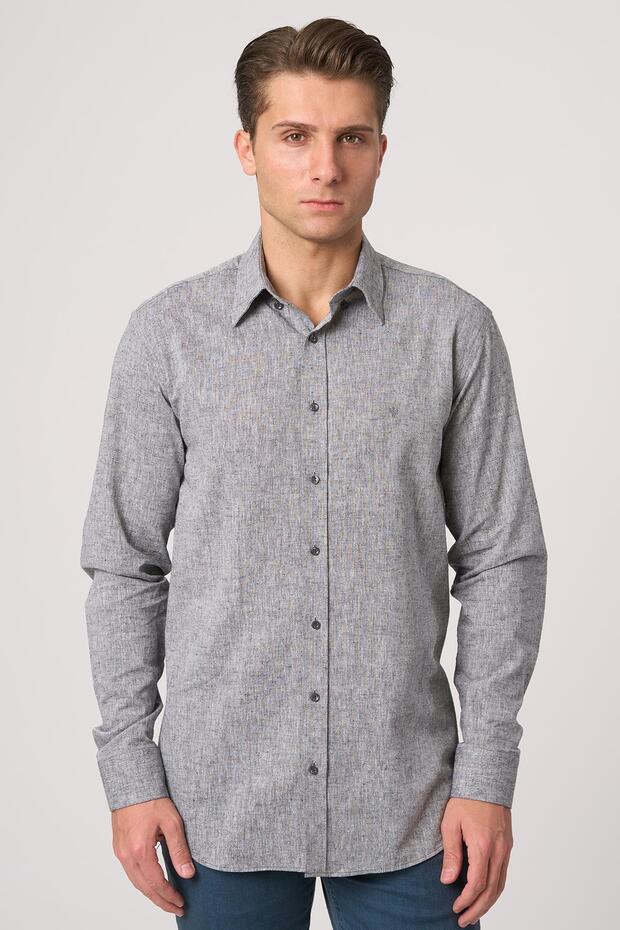 White Stone 2025-Y G2532 Linen Shirt Gray